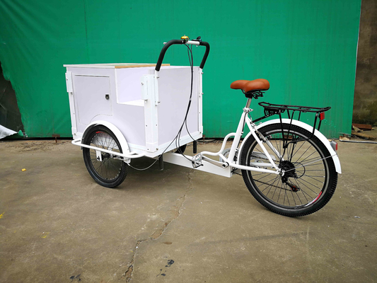 Transporte marítimo Tamaño personalizado para carritos de venta en la calle Carritos de comida Bicicleta de café