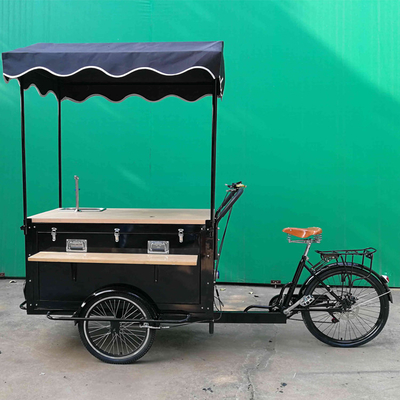 Remolque de carro de café de acero inoxidable para bicicleta al aire libre y triciclo de venta callejera