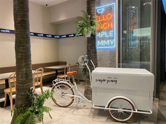 Bicicleta de café retro de 100 kg para la calle Trike de la tienda de café móvil Bicicleta del carrito de comida rápida