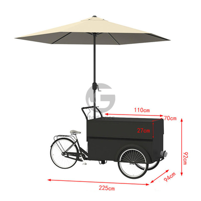 250*124*135cm Aplicación de conservas Café Comida Carrito de triciclos con carga y capacidad