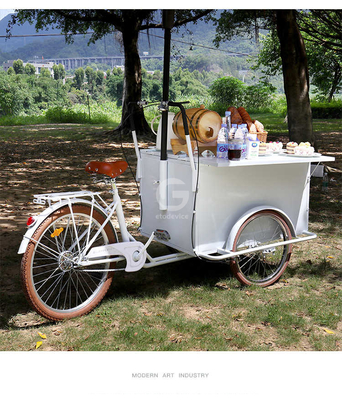 250*124*135cm Aplicación de conservas Café Comida Carrito de triciclos con carga y capacidad