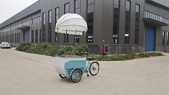 Bicicleta de helados congelador Bicicleta de comida móvil para la tienda Pollo frito hamburguesa pizza barbacoa