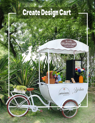 Al aire libre 3 ruedas de café quiosco de comida carrito de helados de carga de jugo carrito de café bicicleta quiosco