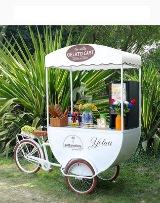 Al aire libre 3 ruedas de café quiosco de comida carrito de helados de carga de jugo carrito de café bicicleta quiosco