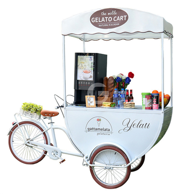 Bicicleta de café de 3 ruedas de alta productividad para el quiosco de café y té de burbuja en la calle