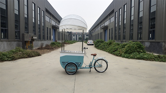 Triciclo eléctrico de 3 ruedas Carro móvil para helados Pedal de café congelador Entrega de bicicletas