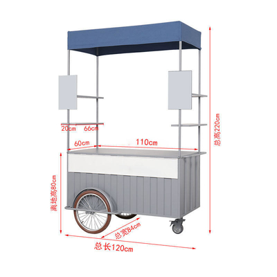 Modo de operación de empuje manual El arte de diseñar un carrito de comida móvil de triciclo motorizado