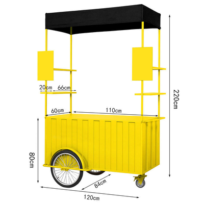 110v/220v Voltado de comida rápida al aire libre Quiosco de helados Bicicleta para venta de bocadillos al aire libre