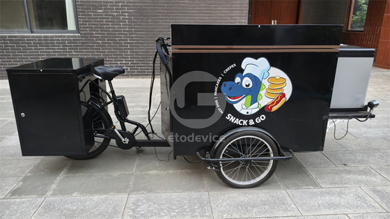 Carritos de comida callejera Carritos de crepe y bicicletas móviles de tres ruedas para plantas de fabricación