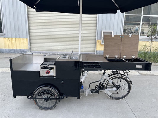 220V/110V Carro de tres ruedas OEM Café plegable calle triciclo gofres crepe Cargo Bike