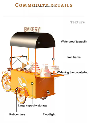 300kg Food Bike 3 ruedas Hot Dog Tricycle Carro Con Mesa Plegable para Carro de Frutas Móvil
