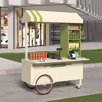 Colores muy personalizados Mini mano empuja la calle Snack Vending Carroleta de comida rápida Stand Cart con gran capacidad de almacenamiento
