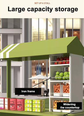 Colores muy personalizados Mini mano empuja la calle Snack Vending Carroleta de comida rápida Stand Cart con gran capacidad de almacenamiento