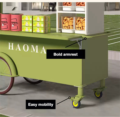 Colores muy personalizados Mini mano empuja la calle Snack Vending Carroleta de comida rápida Stand Cart con gran capacidad de almacenamiento