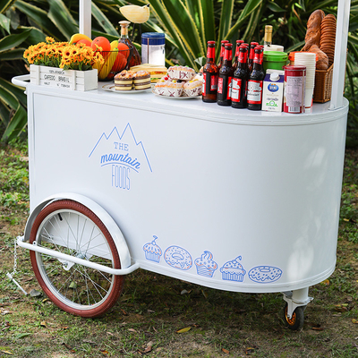 Ice Cream Tricycle Carrito de empuje portátil para golosinas congeladas