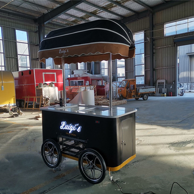 Gelato Italiano Bicicleta Carrito de helados móvil Push Popsicle Vitrina congeladores Carrito de venta para la venta al aire libre
