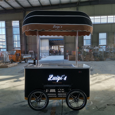 Gelato Italiano Bicicleta Carrito de helados móvil Push Popsicle Vitrina congeladores Carrito de venta para la venta al aire libre