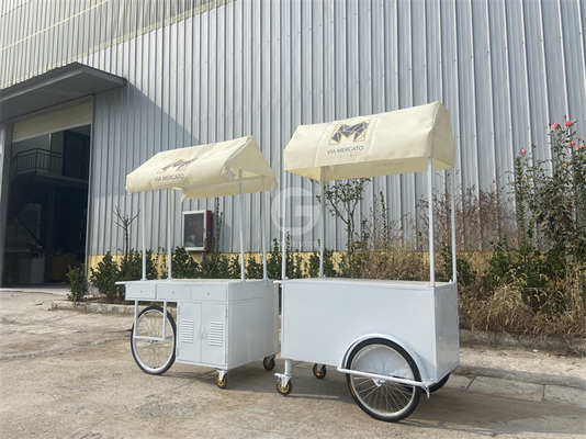 Tienda de carros de helados de freír suave mini bar clásico scooter carruaje de empuje