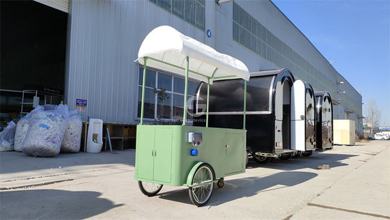 camión de comida con remolque de concesión rápida, quiosco eléctrico de la calle, carro de crepes, carro de crepes móvil, carro de café, bicicleta, diseño de carro de alimentos