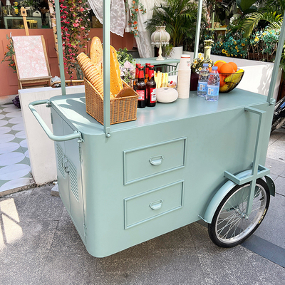 Camioneta de comida Mini carrito hamburguesas Pizza barbacoa comida rápida remolque helado bicicleta bicicleta carrito para la venta