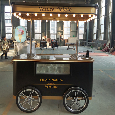 2024 nuevo tipo Carro móvil italiano de helados con congelador de exhibición Carro de helados