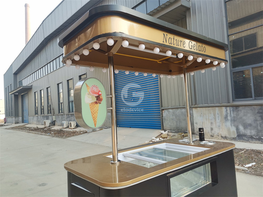 2024 nuevo tipo Carro móvil italiano de helados con congelador de exhibición Carro de helados