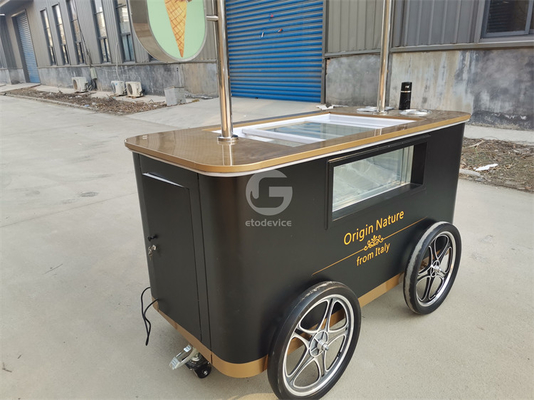 Carrito de helados de época Bicicleta Carrito de helados de mano para helados italianos