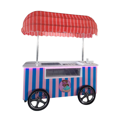Carro de empuje manual de helados italiano móvil con congelador de exhibición Carro de soporte de helados