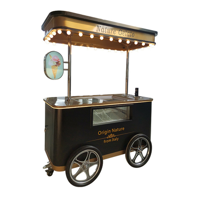 Gelato mostrador quiosco helados congeladores mano empuje carro de exhibición de helados italiano
