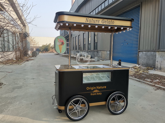 Gelato mostrador quiosco helados congeladores mano empuje carro de exhibición de helados italiano