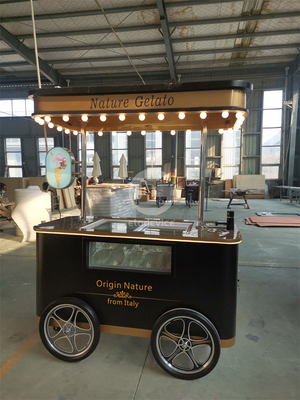 Carro móvil de comida rápida para helados Bebidas frías Snack Trolley helados Carro de helados