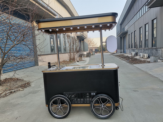Carro móvil de comida rápida para helados Bebidas frías Snack Trolley helados Carro de helados