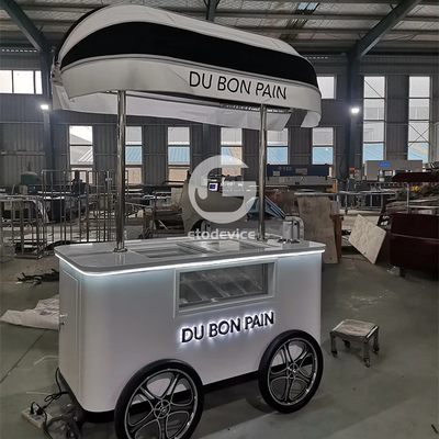 Carrito de visualización de helados Carrito de helados duros con dos ruedas
