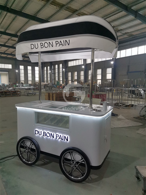 Carrito de visualización de helados Carrito de helados duros con dos ruedas