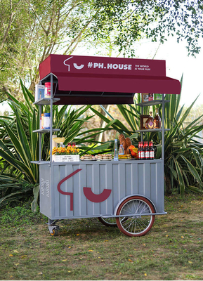 Bicicleta tricicleta de café portátil Carrito de empuje artesanal para cervezas en movimiento