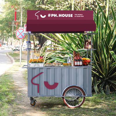 Nuevo diseño de helados Triciclo de mano de empuje de carrito para postres congelados