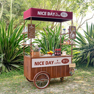 Carro de helados de café triciclo Solución de negocio móvil para bebidas y golosinas
