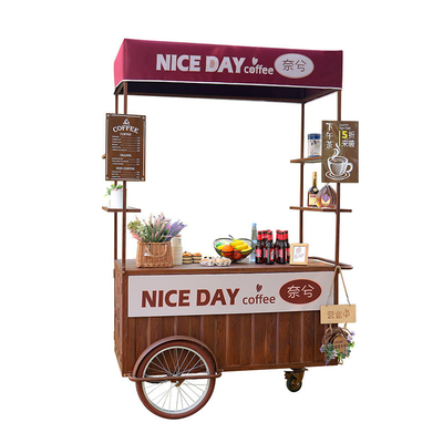 Carro de helados de café triciclo Solución de negocio móvil para bebidas y golosinas