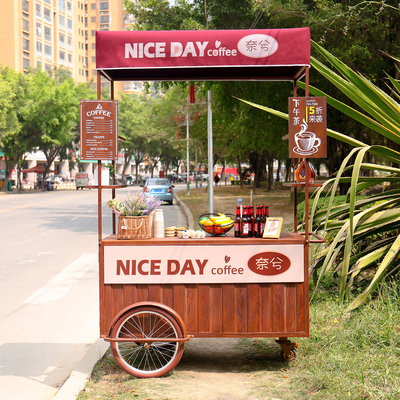 Carro de helados de café triciclo Solución de negocio móvil para bebidas y golosinas