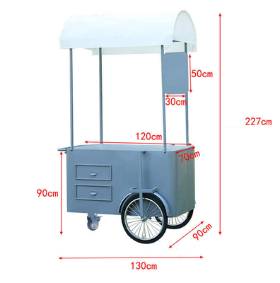 Bicicleta de carga de 3 ruedas personalizada de mano de carrito de empuje de comida de la calle Bicicleta de entrega de alimentos con pantalla congelador para la venta