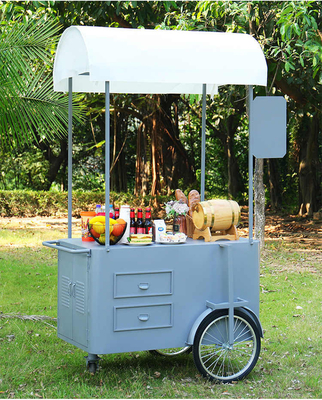 Carro de mano para comida callejera 3 ruedas Carro de carga con caja de almacenamiento para promoción de venta automática