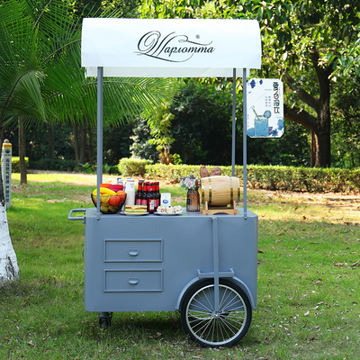 Carro de mano para comida callejera 3 ruedas Carro de carga con caja de almacenamiento para promoción de venta automática