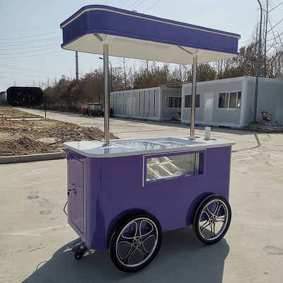 Diseño personalizado de la calle Snack Carro de helados Freezer Mini Carro de empuje Carros de comida móviles