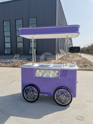Diseño personalizado de la calle Snack Carro de helados Freezer Mini Carro de empuje Carros de comida móviles