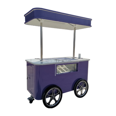 Carro móvil de helados italiano de mano bicicleta con congelador de exhibición Carro de helados con ruedas