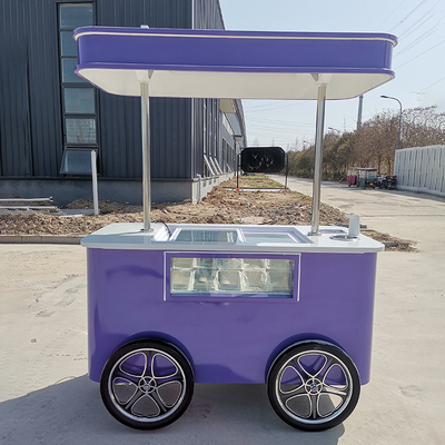 Carro móvil de helados italiano de mano bicicleta con congelador de exhibición Carro de helados con ruedas