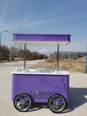 Carro móvil de helados italiano de mano bicicleta con congelador de exhibición Carro de helados con ruedas