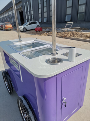 Carro móvil de helados italiano de mano bicicleta con congelador de exhibición Carro de helados con ruedas