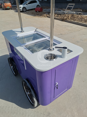 Carro móvil de helados italiano de mano bicicleta con congelador de exhibición Carro de helados con ruedas