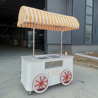 Carro de helados de playa Carro de helados con exhibición de refrigerador
